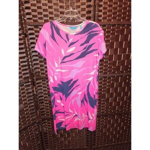 Tori Richard Honolulu Tropical Size S Stretchy Jersey Pullover Shift‎ Dress Pink
